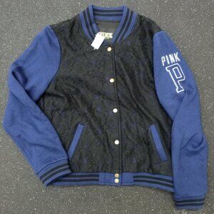 Victoria's Secret Pink Love Pink Varsity Jacket Floral Women's Large NEW NWT